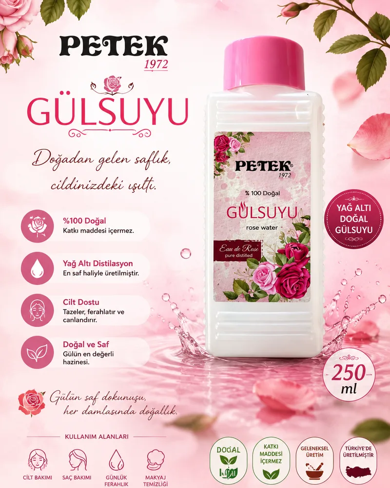 Petek Kozmetik Petek %100 doğal gül suyu