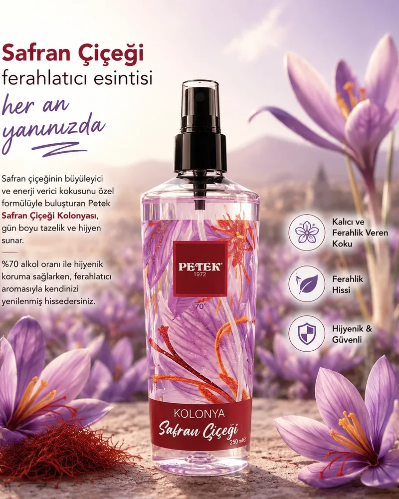 Petek Parfümlü sprey safran çiçeği kolonyası