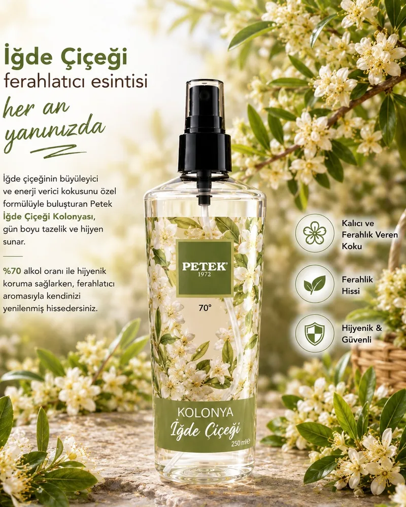 Petek Kozmetik Parfümlü sprey iğde çiçeği kolonyası