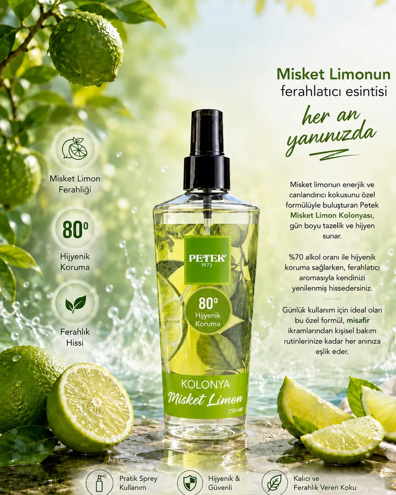 Petek Parfümlü sprey misket limon kolonyası