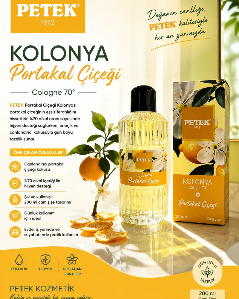 Petek Petek parfümlü cam şişe portakal çiçeği kolonyası