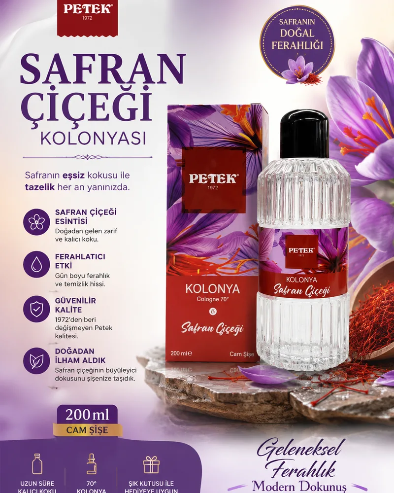 Petek parfümlü cam şişe safran çiçeği kolonyası — fotoğraf 1