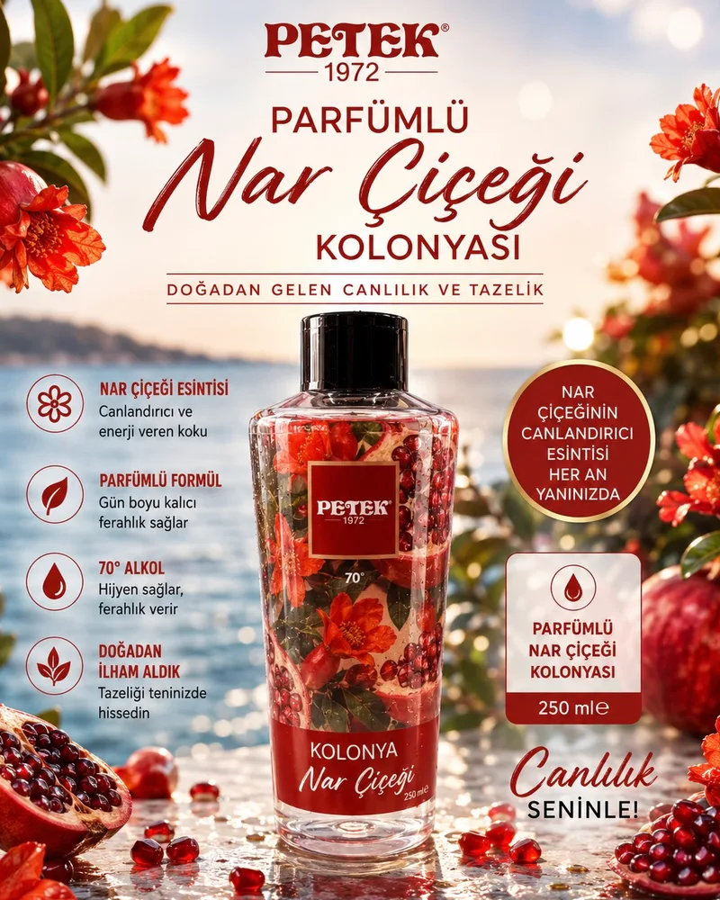Petek kozmetik Petek parfümlü nar çiçeği kolonyası