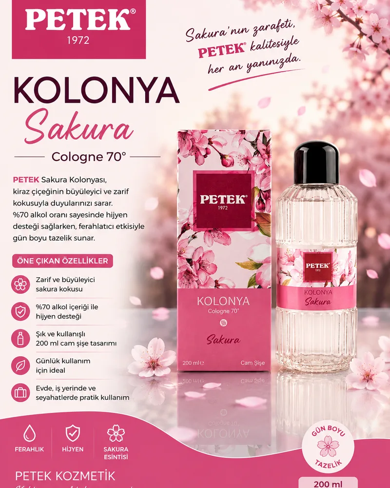 Petek parfümlü cam şişe Sakura kolonyası — fotoğraf 1
