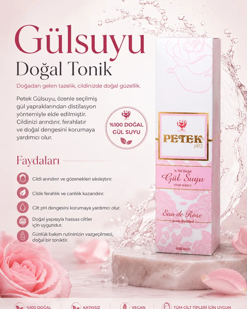 Petek Kozmetik Petek %100 Doğal Yağlı Gül Suyu