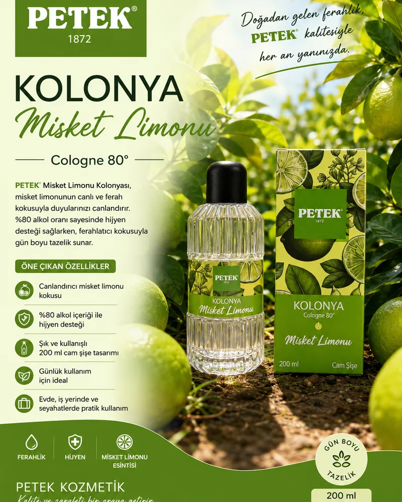 Petek Petek parfümlü cam şişe misket limon kolonyası