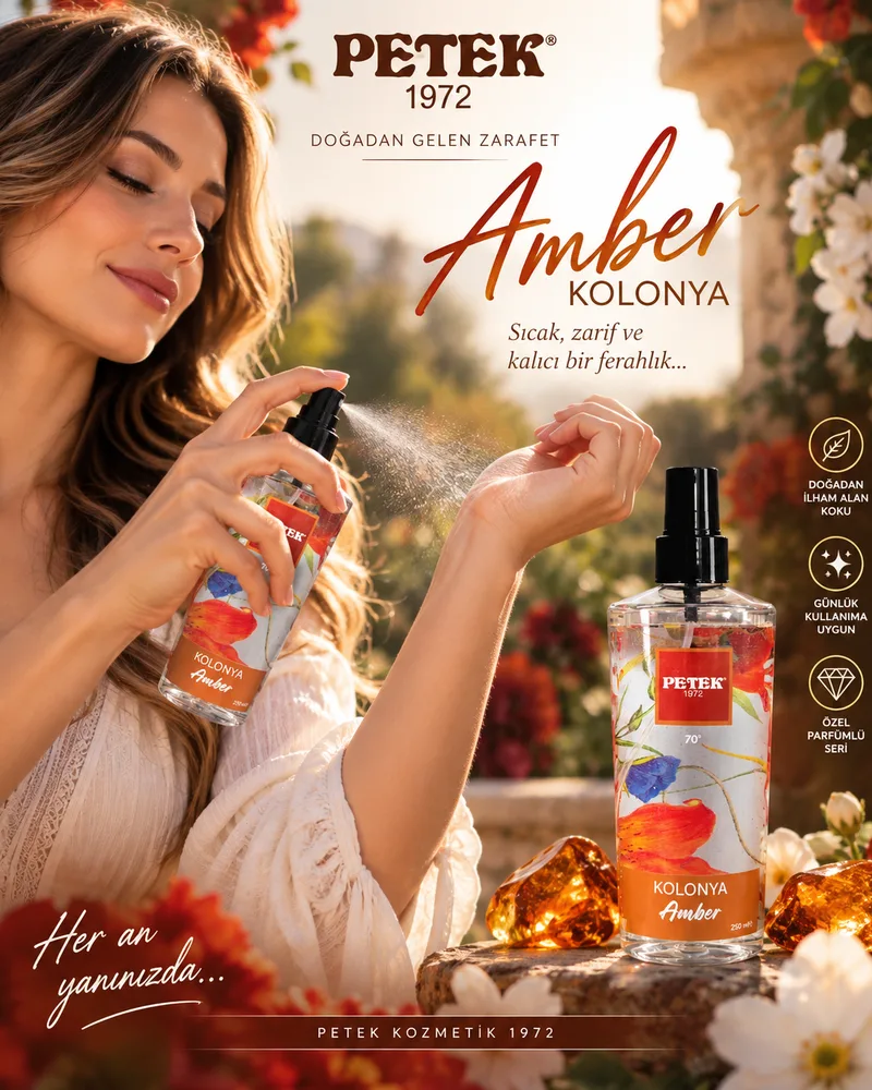 Petek Kozmetik Petek parfümlü sprey 250 ml amber kolonyası